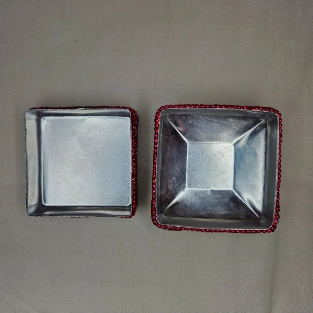 Vintage Artisan Handmade Rhinestone & Bead Trinket Box 80s-90s Made In India EUC
